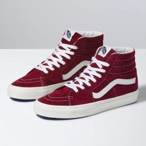 NIB Vans SK8 Hi Pig Suede Pomegranate/Snow White US Mens 11